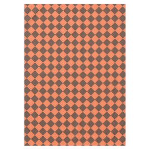 Coral Brown Chequered Diamond Pattern Tablecloth