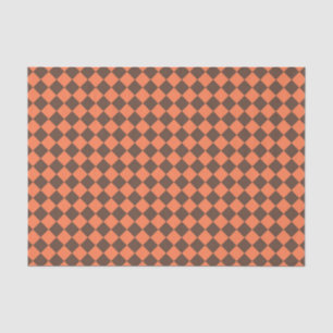 Coral Brown Chequered Diamond Pattern Tissue Paper