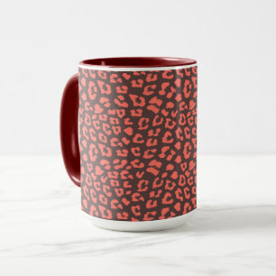 Coral Brown Leopard Print Mug