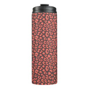 Coral Brown Leopard Print Thermal Tumbler