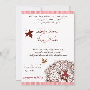 Coral Burgundy Red Lime Tree Wedding Invitation
