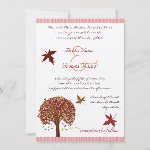 Coral Burgundy Red Lime Tree Wedding Invitation