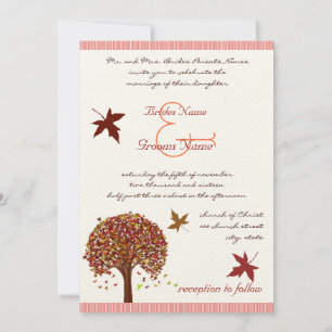 Coral Burgundy Red Lime Tree Wedding Invitation