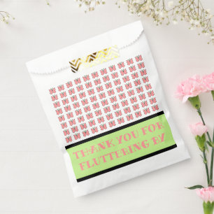 Coral Butterfly Birthday Party Favour Bag