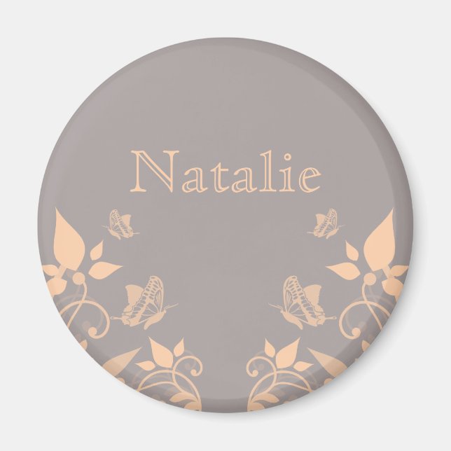 Coral Butterfly Floral Magnet (Front)