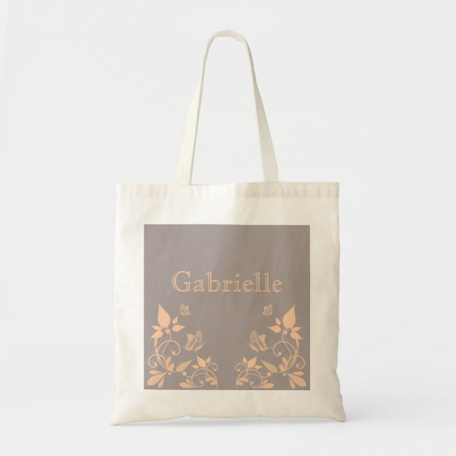 Coral Butterfly Floral Tote Bag (Front)