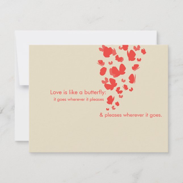Coral Butterfly Save The Date Invitation (Front)