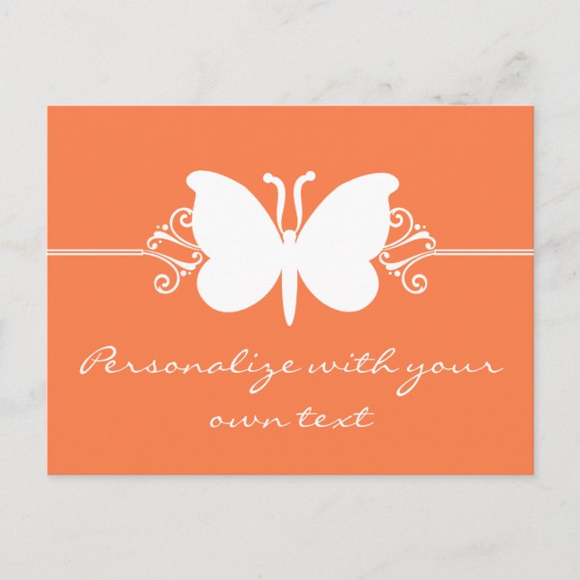 Coral Butterfly Swirls Postcard (Front)