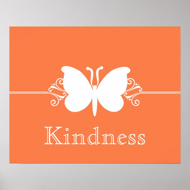 Coral Butterfly Swirls Virtue Poster (Front)