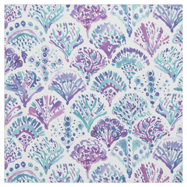 CORAL CAMO Mystical Purple Mermaid Scales Fabric (Swatch)
