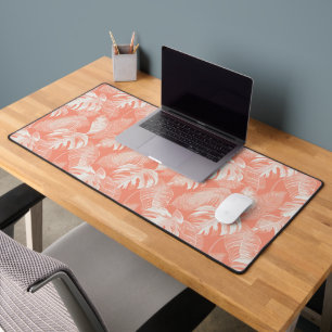 Coral Canopy: Tropical Leaf Pattern Desk Mat