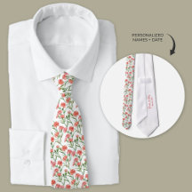 Coral Carnation Neck Tie