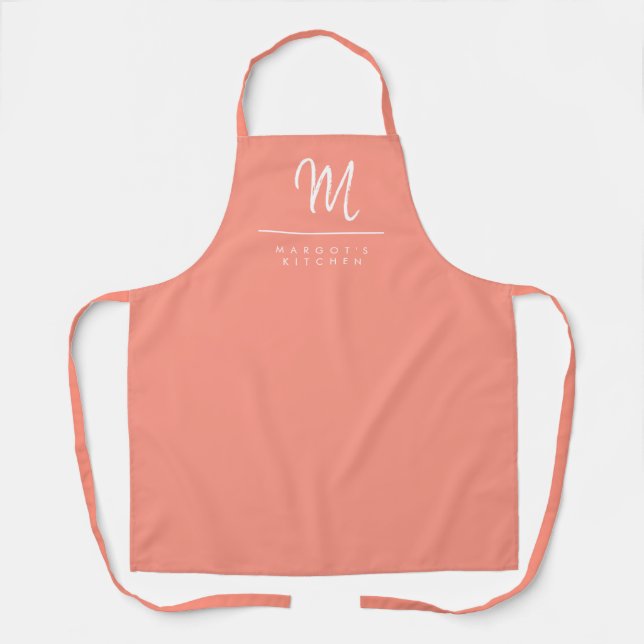 Coral Cascade Monogrammed Apron (Front)