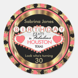 Coral Casino Poker Chip Birthday Party Classic Round Sticker