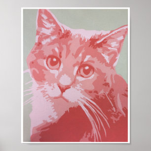 Coral Cat Print