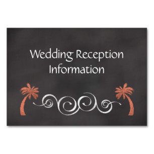 Coral Chalkboard Beach Wedding Reception Insert Table Number