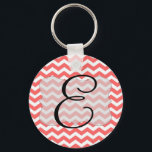 Coral Chevron Initial Keyring<br><div class="desc">Show off your style with this chic chevron keyring!</div>