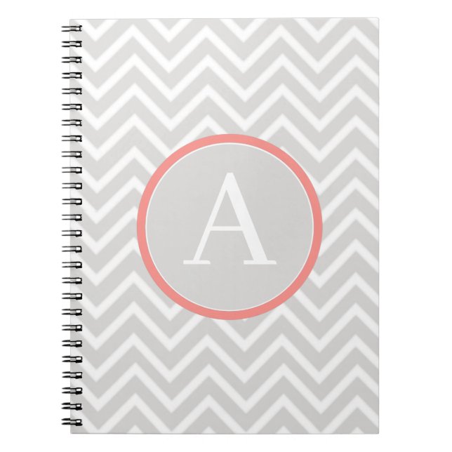 Coral Chevron Monogram Notebook (Front)