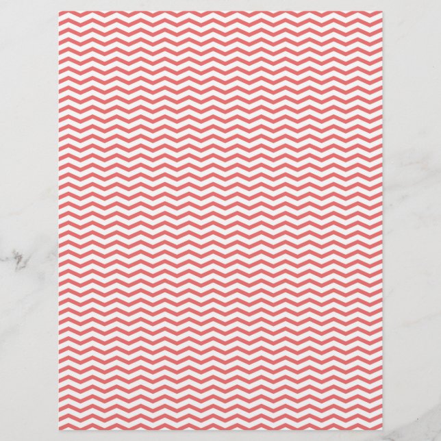 Coral Chevron/Zig Zag Scrapbook Paper (Front)