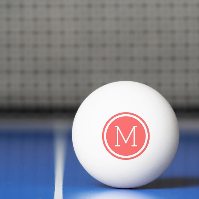 Coral Circle Monogram Personalised Ping Pong Ball (Net)