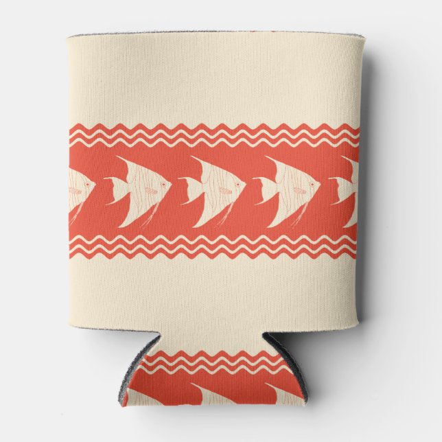 Coral Coastal Angelfish Stripes Can Cooler (Front)