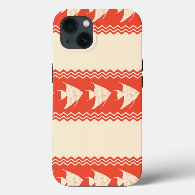 Coral Coastal Angelfish Stripes Case-Mate iPhone Case (Back)