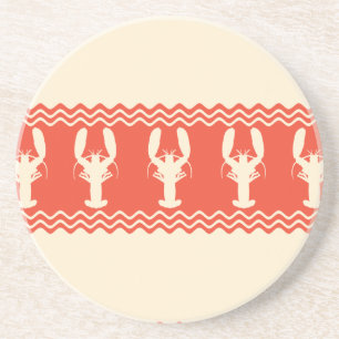 Coral Coastal Lobster Stripes Coaster