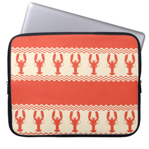 Coral Coastal Lobster Stripes Laptop Sleeve