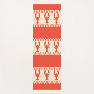 Coral Coastal Lobster Stripes Yoga Mat