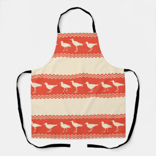 Coral Coastal Sandpiper Bird Stripes Apron