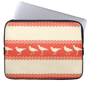 Coral Coastal Sandpiper Bird Stripes Laptop Sleeve