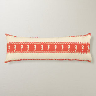 Coral Coastal Seahorses Stripes Body Cushion