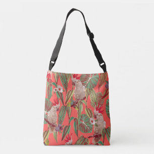Coral cockatoo crossbody bag