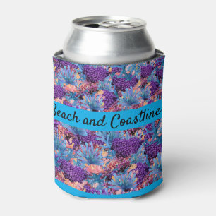 Coral Collage Beach Can Cooler