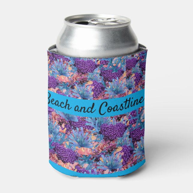 Coral Collage Beach  Can Cooler (Can Front)