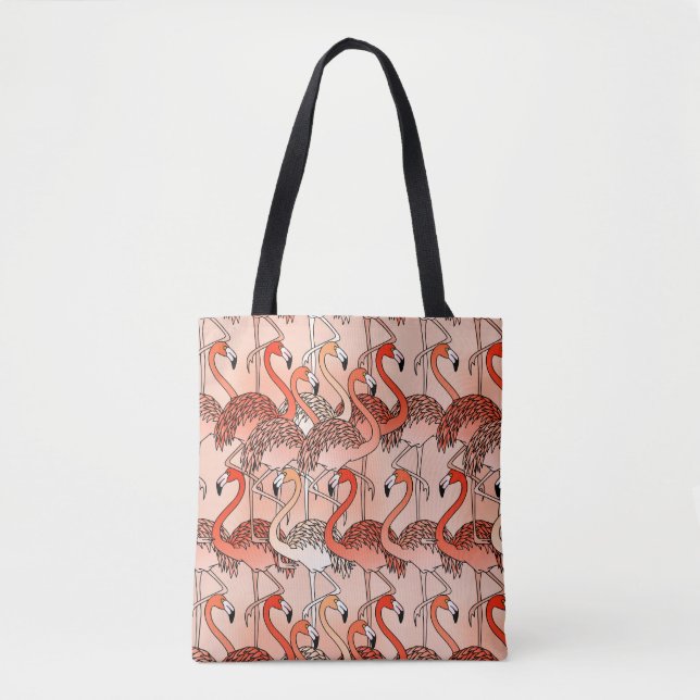 Coral Color Flamingos Tote Bag (Front)