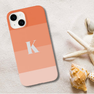 Coral Colour Blocks Custom Monogram Initial  Case-Mate iPhone 14 Case