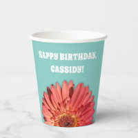 Coral Coloured Gerbera Daisy Photo Mint Green