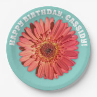 Coral Coloured Gerbera Daisy Photo Mint Green