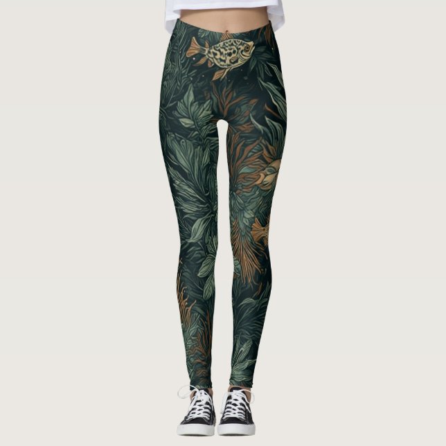Coral Cosmos Drift - Leggings (Front)