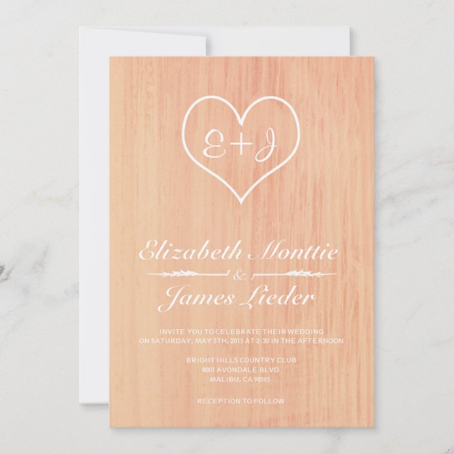 Coral Country Wedding Invitations (Front)