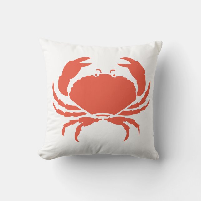 coral CRAB WHITE  pillow (Front)