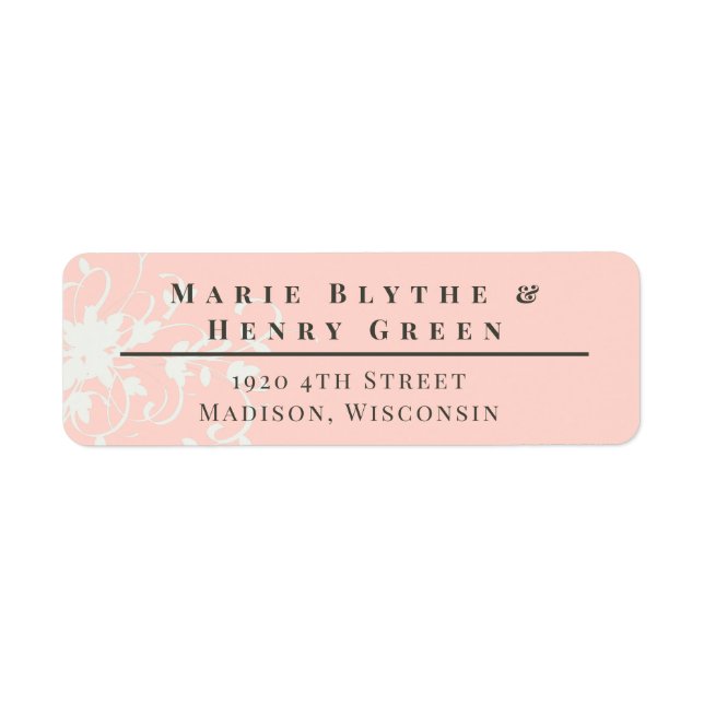 Coral & Cream Filigree Elegant Return Labels (Front)