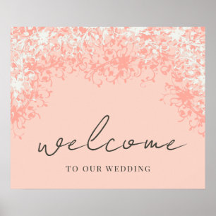 Coral & Cream Filigree Welcome Wedding Poster