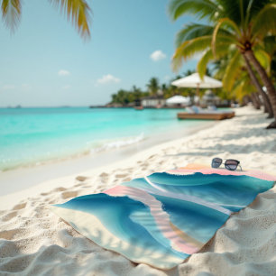 Coral Crest Fluid Abstract Coastal Beach Towel