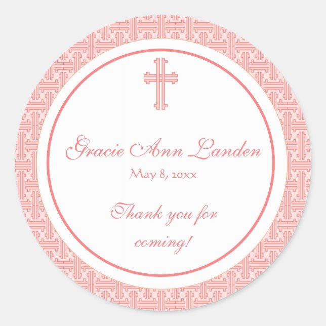 Coral Cross Address Label/Favour Sticker (Front)