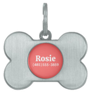 Coral Custom Name and Phone Number Pet ID Tag