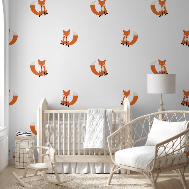 Coral Cute Fox Modern Simple Wallpaper (Kids)