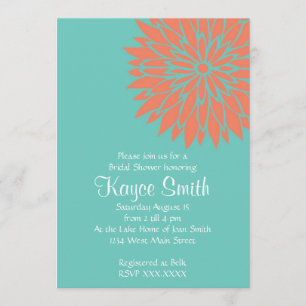 Coral Dahlia Pink Flower Invitation