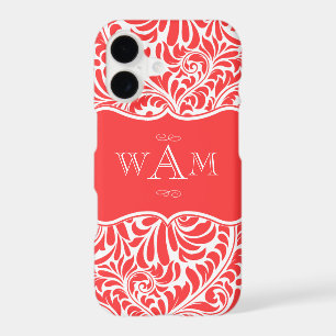 Coral Damask Custom Monograms Monogrammed Case-Mat